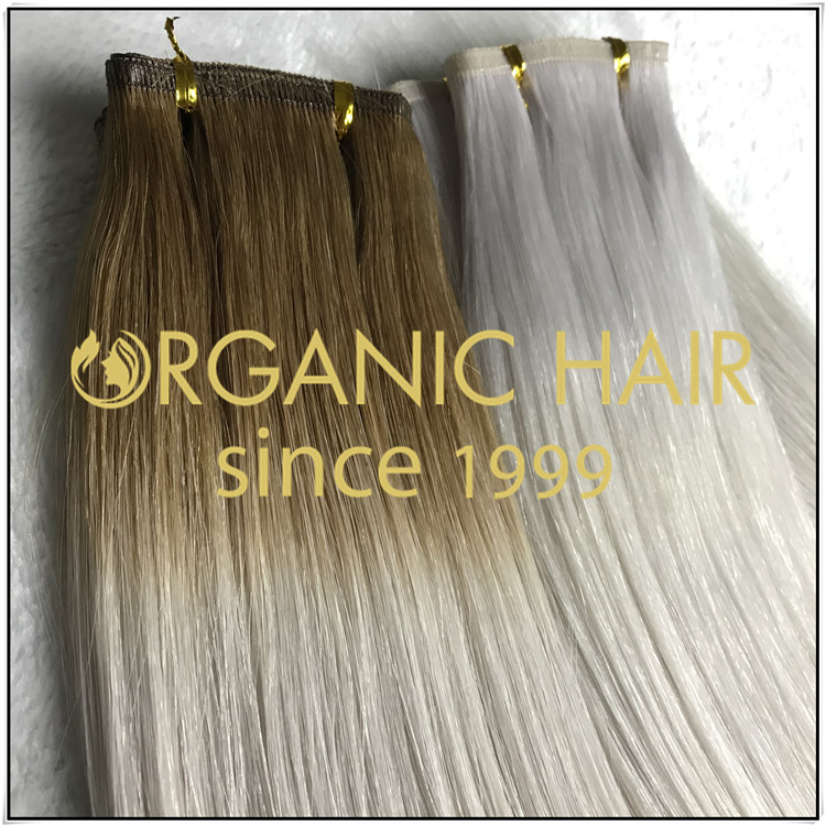 #6/60A ombre color flat weft hair extension C016